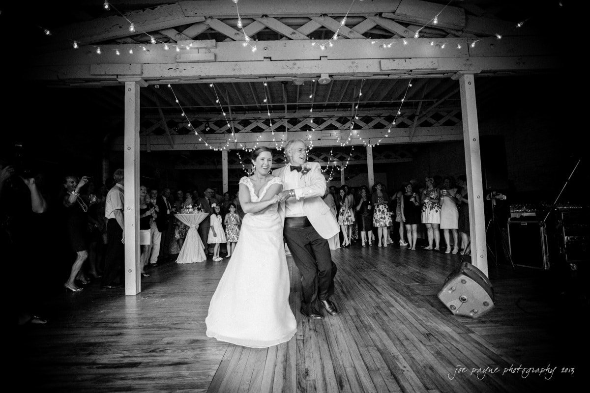 bride and father dance at stockroom, raleigh