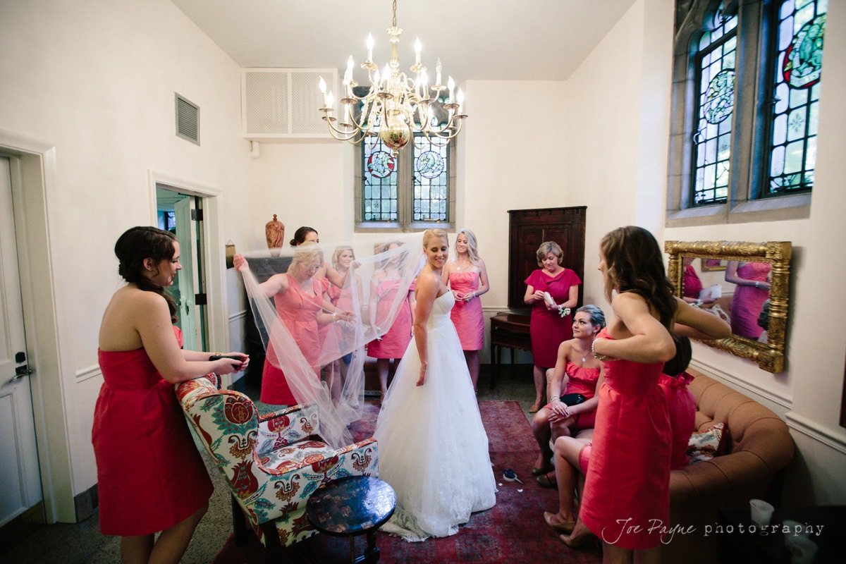 bride gets ready at duke chapel