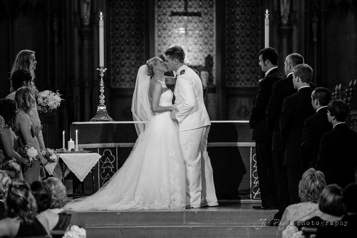 first kiss at duke chapel wedding