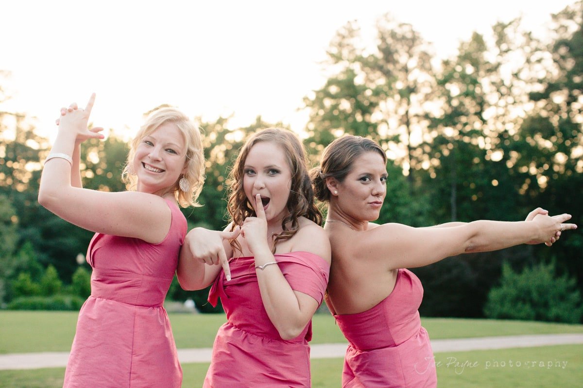 bridesmaids having fun at doris duke center