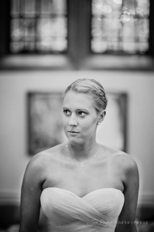 nervous bride ahead of duke chapel wedding
