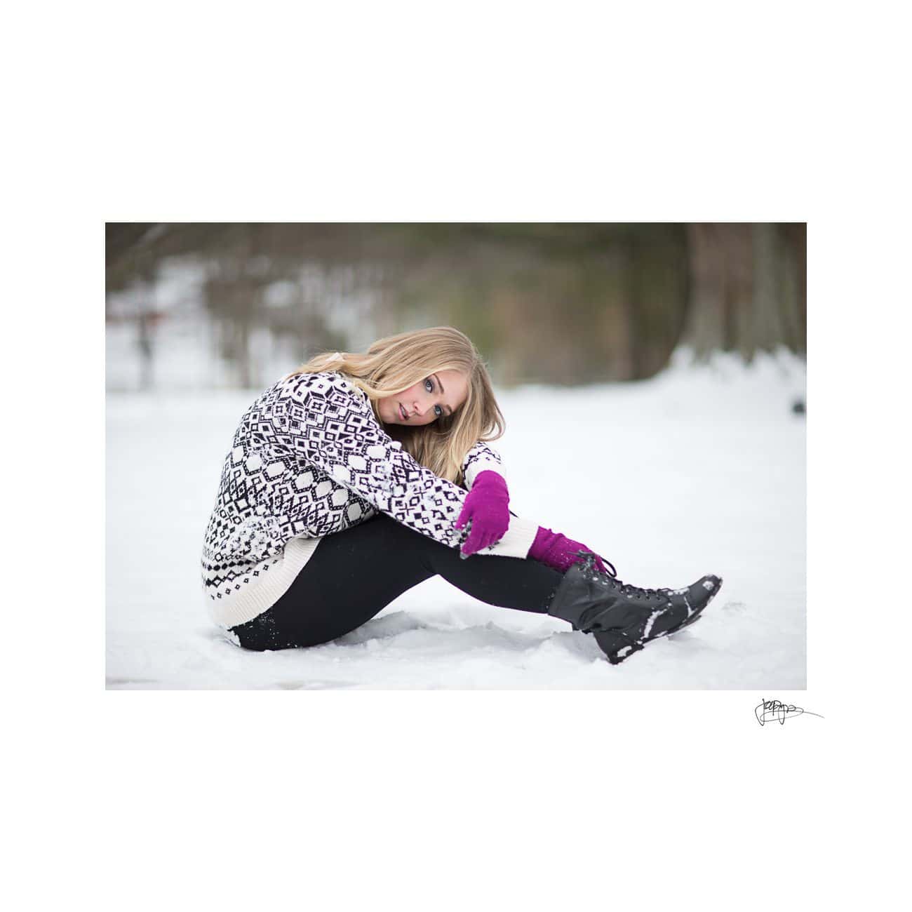 raleigh portrait photographer girl in snow